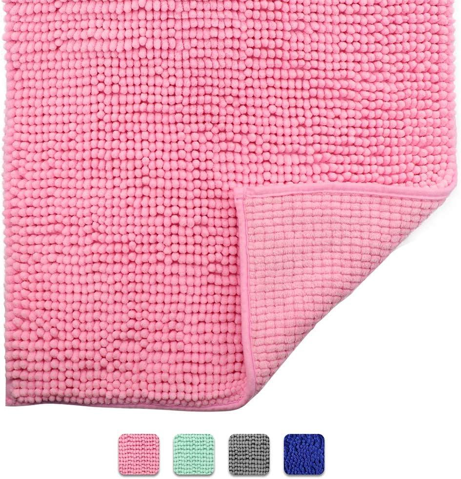 Mat Rugs Washable, Bathroom Carpets, 4 Pieces, 47x28 inches, Pink, Gray, Blue, Green