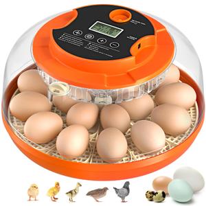 18 Egg Incubator, Automatic and Adjustable Egg Turning, Egg Candler, Temperature and Humidity Control, Hatch Day, 2 Size Egg Tray, Automatic Water Refill, Hatching Chicken Quail Duck Turkey Goose Bird