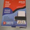 JOYEZA Premium Printable Vinyl Sticker Paper for Inkjet Printer - 80 Sheets Glossy White Waterproof, Dries Quickly Vivid Colors, Holds Ink well - Inkjet & Laser Printer