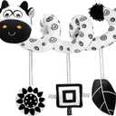 Car Seat Toys for Babies 0-6 Months,Hanging Rattle Toys for Crib Mobile, Baby Spiral Hanging Stroller Black and White High Contrast Toys for Newborn 0 3 6 9 12 Months Baby Boys Girls (Cow)