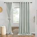 NICETOWN Linen 78 inch Curtains for Kitchen Window, Grommet Thick Flax Linen Sage Green Small Window Treatments Privacy Assured with Light Filtering for Cafe/Kids Room, W68 x L78, 2 Panels