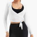 Women Tie Front Shrug Long Sleeve Bolero Cardigan Lightweight Casual Tops, M, White