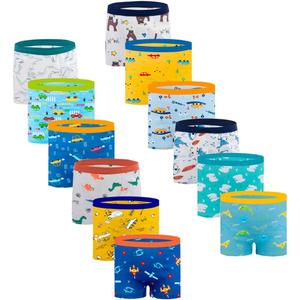 JackLoveBriefs Boys Cotton Boxer Briefs Toddler Kids Underwear 12 Pack, 1-3 Years, Light Blue, Size: S