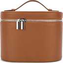 Upgrade Makeup Bag Travel Toiletry Bag Portable Cosmetic Makeup Organizer Bag Detachable Compartments (Brown-retro vibes style)