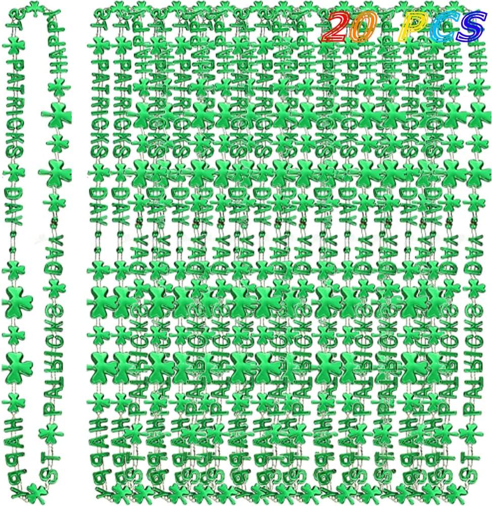 CAMIRUS 20 PCS St. Patrick's Day Shamrock Bead, Metallic Green Happy St. Patricks Day Beads for Kids Dressing-up Accessories, St. Patrick Party Favors Supplies