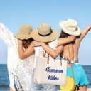 Women Large Beach Canvas Tote Bag Summer Vibes Beach Bag Big Capacity Tassel Handbag