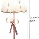 Nordic White Pink Table Lamp for Girl's Bedroom Single Cute Bow Table Lamp with Fabric Shade Modern Decorative Bedside Light Coastal Bedside Table Kids Bedroom Reading Desk Lighting