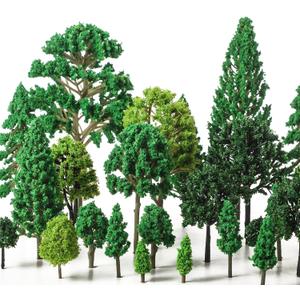 Skylety 35 Pieces Model Trees 6.3-1.2 Inch Mixed Miniature Trees Diorama Supplies Fake Plants Train Scenery Landscape Christmas Village Architecture DIY Crafts(Mixed Green,Multiple Tree)