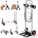 Aluminum Folding Hand Truck, 2 in 1 Design 400 lbs Capacity, Heavy Duty Industrial Collapsible cart, Dolly Cart with Rubber Wheels for Transport and Moving in Warehouse, Supermarket, Garden