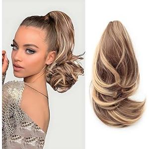 DAXSRXI Claw Clip Ponytail Extension, Clip in Ponytail, 10 Inch, P9/27 | Ash brown & honey blonde highlights, Ponytail Extension, Pony Tails Hair Extensions, Hair Ponytail Extension