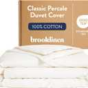 Brooklinen Luxury Percale Duvet Cover 100% Cotton, Cool, Crisp, Extra-Long Corner Ties, Button Closure, Soft & Breathable Machine Washable, Duvet Cover Full/Queen Bed Sizes (Cream)