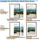 QOTIB Wood 22.375x34 Picture Frame with 20x30 Mat, Display 20x30 with Mat or 22.375x34 Without Mat, Wood 22.375 by 34 Photo Frame, 22.375 x 34 Frame for Wall Hanging Display, Deep Brown