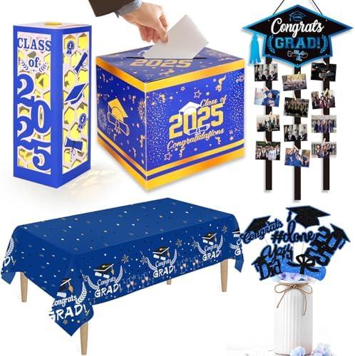 Graduation Decorations Class of 2025, Graduatio n Party Decoration s Set Includes G raduation Card Box,Graduati on Table Cloths,Gr aduation Table Centerpieces,Graduation Photo Banner,Grad Party Decor