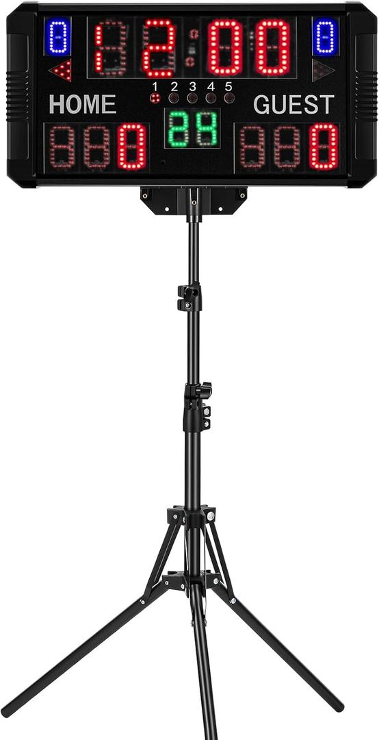 Football Scoreboard with Tripod Multisport Scoreboard 14/24s Shot Portable Tabletop Scoreboard Digital LED Scoreboard for Basketball Football Table Tennis Baseball Soccer Volleyball