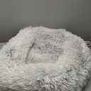 Best Friends by Sheri Original Calming Donut Dog and Cat Bed, Shag Faux Fur, Frost Gray, (23in x 23in) - Anxiety Relief for Pets Up to 25 lbs (Small)