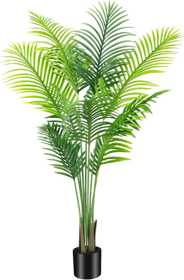 Artificial Areca Palm Plant Faux Tropical Tree 5FT, Fake Palm Tree Indoor Decor with 13Trunks for Home Office Garden Hotel Decor Gift1pack