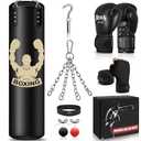 YORWHIN Hanging Punching Bag for Adults, 4FT PU Heavy Bag Boxing Training Equipment with 12OZ Gloves, Reflex Ball, Wristband, Kicking Bag Boxing Set for Training Karate Kickboxing Home Gym(Unfilled)
