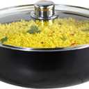 IMUSA 6.9Qt Bistro-Cera Aluminum Speckled Black Ceramic Caldero with Glass Lid, Nonstick Dutch Oven Pot for Rice, Family Meals, and Traditional Cooking, Black