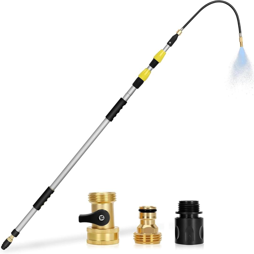 20FT Heavy Duty Telescopic Gutter Cleaner System  Professional Gutter Cleaning Tools from the Ground with Quick-Connect Adapter & Ergonomic Wand for 2-Story Homes, Roof Maintenance, and Clog Removal