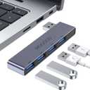 MOGOOD USB Hub 3.0 - USB Splitter & Port Expander for Laptop, Xbox, Flash Drive, HDD, Console, Printer, Camera, Keyboard, Mouse (1 pack, Grey-Right)