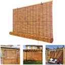 Cordless Bamboo Blinds , Waterproof Bamboo Roller Shades For Porch, Patio & Interior Windows Outdoor Size 35x64 In
