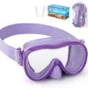 Kids Swim Goggles with Nose Cover, Anti-Leak Swim Mask with Elastic Fabric Strap, UV Protection Swimming Goggles for Kids (Purple-Purple)