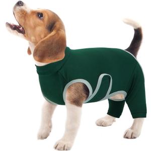 Kuoser Dog Surgery Recovery Suit, Professional Dog Surgical Suit for Back Legs, Soft Dogs Recovery Sleeve to Prevent Licking Biting Wounds, Dogs Onesie After Surgery Elbow Protector, Green S