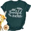 Women Thanksgiving T Shirt Thankful Shirts Thanks Letter Print Shirt Casual Holiday Short Sleeve Tops (Small)