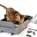 Pet Zone Self Cleaning Semi Automatic Cat Litter Box - Smart Scoop Cat Litter Box with 18 Bags & Carbon Filter for Up to Two Cats 6-16 Pounds