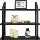 Mkono Floating Wall Shelves 3 Tier Rustic Hanging Shelf with Metal Bracket Wall Mount Wood Storage Display Shelves for Living Room Bathroom Bedroom Kitchen Office,Black