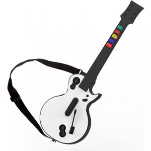 DOYO Guitar Hero Controller for PC and PS3 - Wireless for Guitar Hero 3/4/5 and Rock Band 1/2 Games - With Straps & Wireless Dongle, White/5 Keys