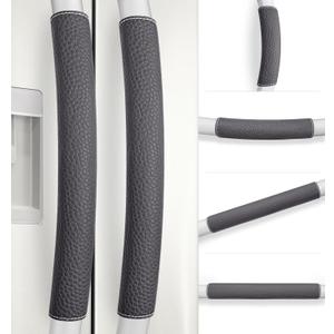 Refrigerator Handle Covers, 6 PCS, Adjustable Appliance Handle Covers, Keep Your Kitchen Clean, Microwave Oven Stove Dishwasher Handle Protector, Non Slip Fridge Handle Cover (Charcoal Black)