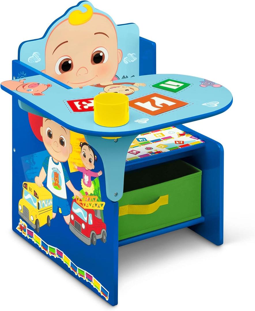 Delta Children Chair Desk with Storage Bin - Greenguard Gold Certified, CoComelon, 20.47"L x 22.83"W x 23.23"H