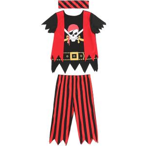 Kids Pirate Costume,Pirate Role Play Dress Up Set 3-4Y