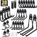 Steel Garage Storage Hooks - 28 Pack Anti-Slip Coating, Heavy Duty Wall Mount Hooks for Hanging Bike, Ladder, Garden Tools