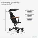 Evolur Cruise Rider Stroller with Canopy, Lightweight Umbrella Stroller with Compact Fold, Easy to Carry Travel Stroller - Noir Black