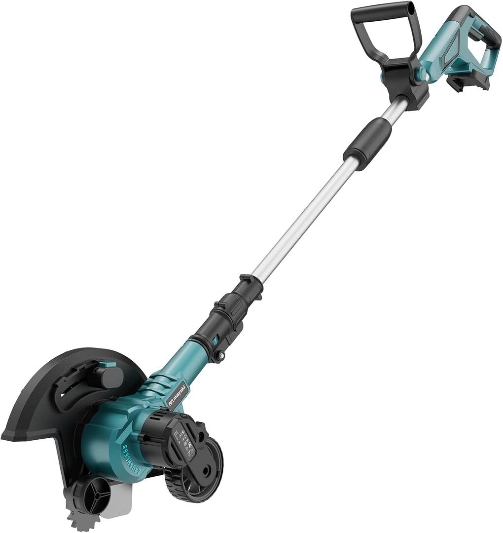 Brushless Lawn Edger Compatible with Makita 18v Battery, Electric Cordless Edger/Trencher (Tool ONLY) 9 Blade, 3 Position Adjustable Depth, 180 Handle, Lightweight with Rear Wheel for Landscaping