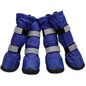 Outdoor Dog Boots Winter Dog Shoes Nonslip for Snow Rain (Blue,L, 4pcs）