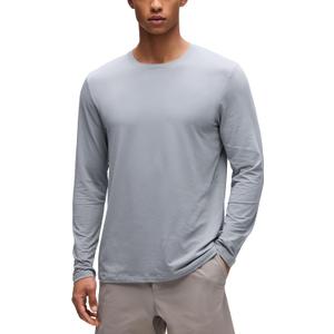 CRZ YOGA Cotton-Blend Long Sleeve Shirts for Men - Moisture Wicking Soft Workout Athletic Casual Crewneck Basic Tops, Silver Gray Medium