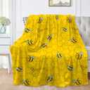 Honeycomb Cute Bee Yellow Blankets for Couch Sofa Bed Fleece Throw Blanket Super Soft Lightweight Warm Gift for Kids Women Indoor Home Decor 40"x30" for Pets