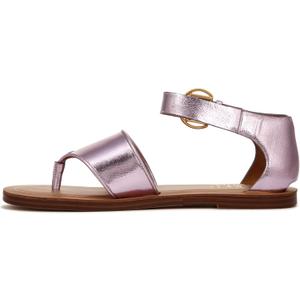 Franco Sarto womens Ruth Ankle Strap Thong Flat Sandal (8, Light Pink Metallic)