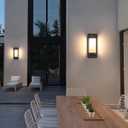 RAYVO Modern Outdoor Wall Light with Dusk to Dawn Sensor, Waterproof Exterior Light Fixture with E26 Base, 3000K LED Bulb Included, Black Metal Frame Outdoor Sconce Lights for Porch Garage Entryway