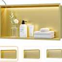 24"x12" Gold LED Shower Niche,3 CCT Dimmable Light, No Tile Needed, 24X12In