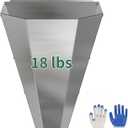 Large Chicken Cone for Butchering, Stainless Steel Kill Cone with Safety Gloves, Flat-Back Design, for Killing and Processing Chickens, Ducks, Turkeys & Poultry up to 18 lbs (Silver)