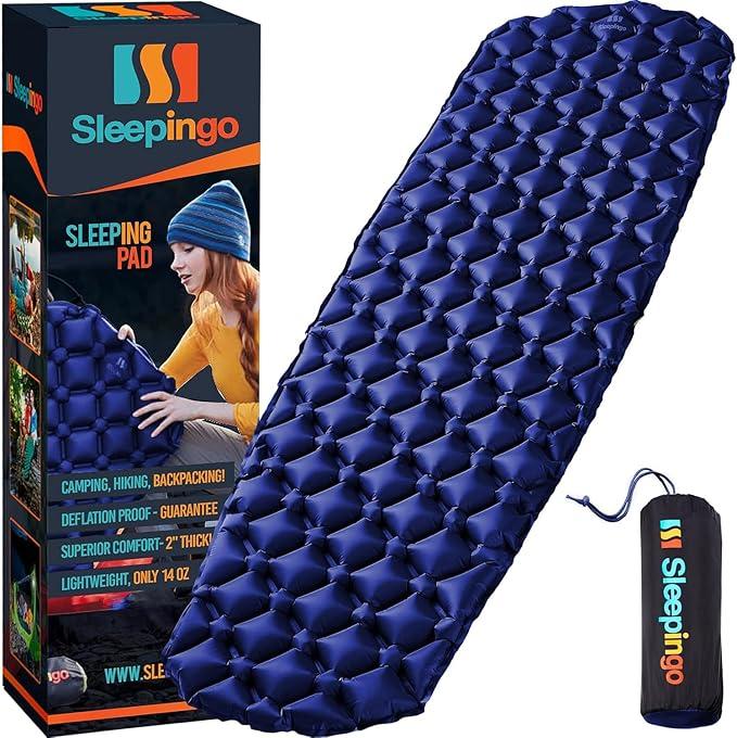 Ultralight Sleeping Mat - Inflatable & Compact Camping Air Mattress for Backpacking, Hiking- New (Blue)