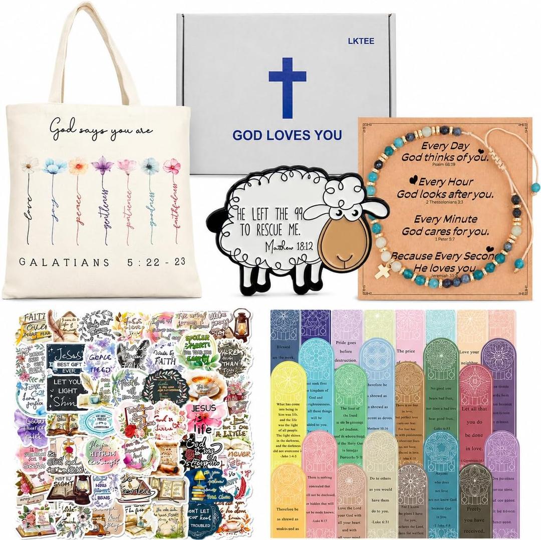 LKTEE Christian Gift Set for Women, Faith Gift Box with Tote Bag