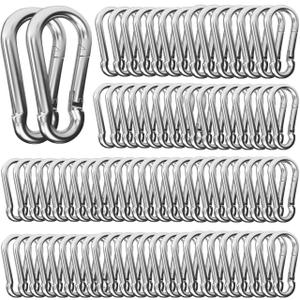 120PCS M4 Spring Snap Hook Carabiner Clips, Heavy Duty Galvanized Steel, 1.57 Inch Mini Quick Links for Camping, Hiking, Fishing, Traveling, Swing Sets, and Outdoor Activities