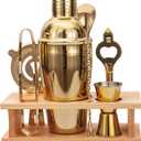 Cocktail Shaker Set Stainless Steel Bartending Kit 18.6oz Cocktail Bar Set Cocktail Mix Drink Making Kit Professional Bar and Home Drink Bar Tools for Bartender (Gold, 7Pcs)