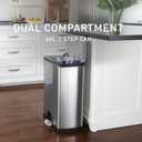 simplehuman Rectangular Dual Compartment Recycling Kitchen Step Trash Can, 46 Liter, Brushed Stainless Steel
