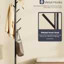 Coat Rack with 8 Hooks, 3 Adjustable Heights, Modern Hall Tree, Sturdy Metal Clothes Stand with Sintered Stone Base for Entryway, Office, Bedroom, for Coats, Hats, Handbags and Scarves, Black